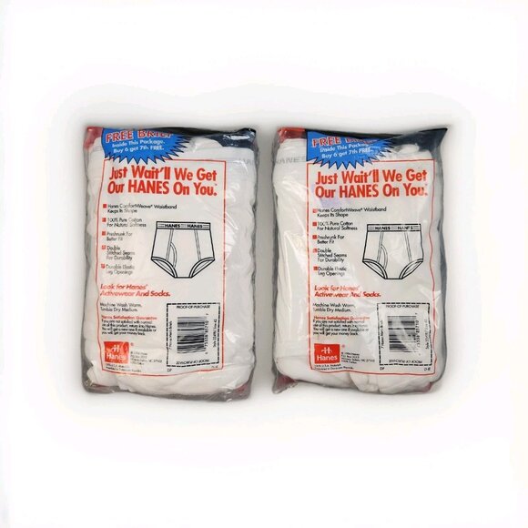 VTG 1996 HANES Pack Of 7 (x2) Classic Briefs Men's Size 42 Briefs Underwear USA - Picture 2 of 6